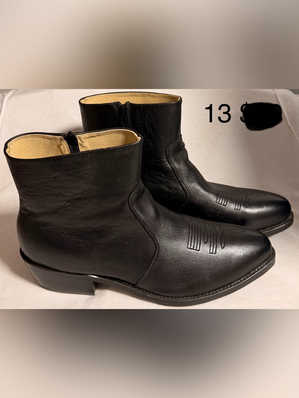 Men's Black Leather Ankle Boots - Classic Zipper Chelsea Style